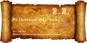 Milkovics Mária névjegykártya